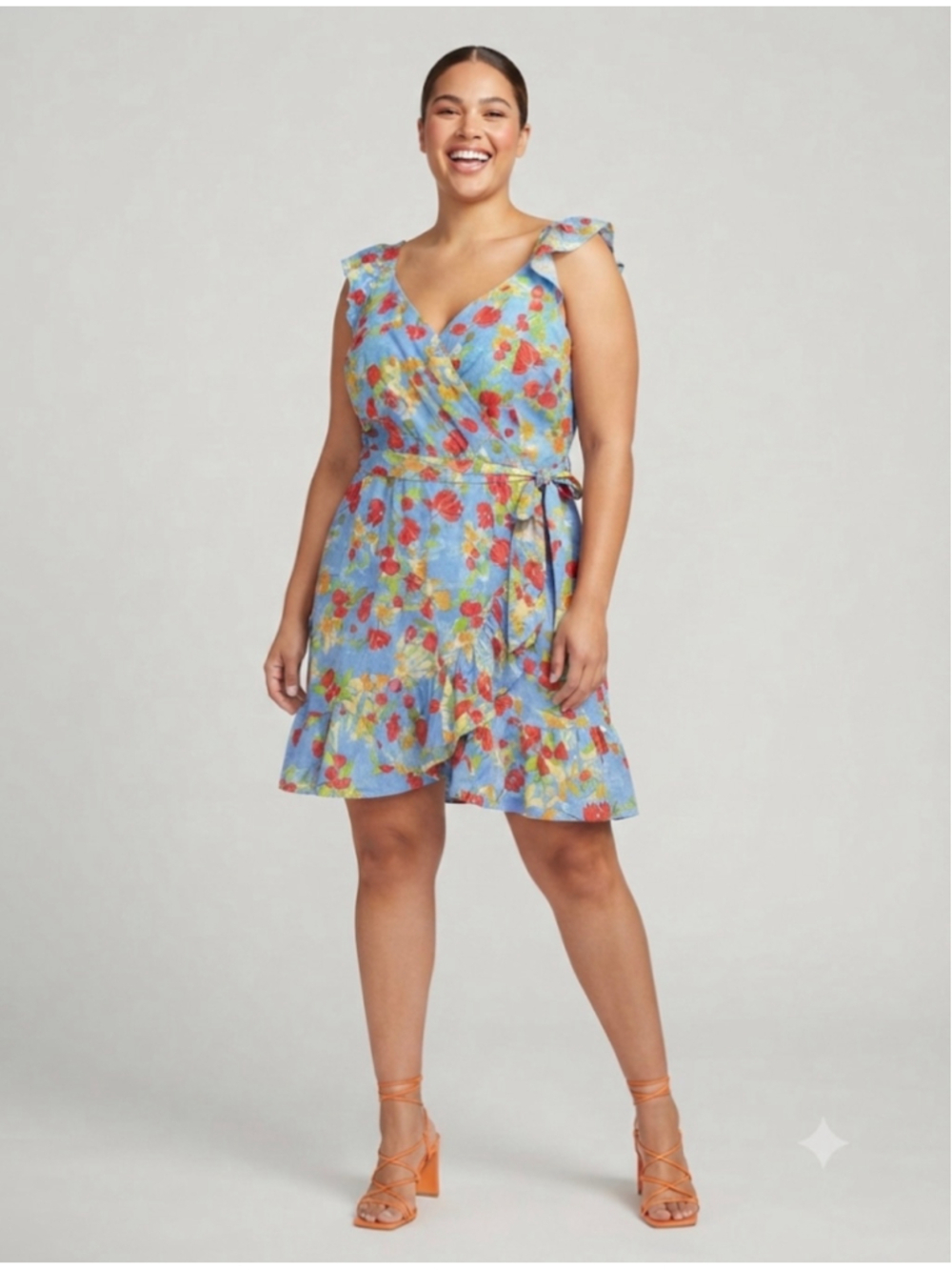 LC Lauren Conrad Floral Mini Dress XXL Blue Red
